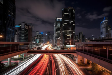 Obraz premium night view of city, ai generatived images.