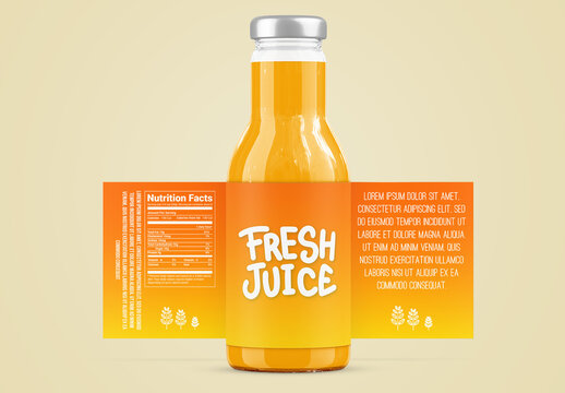 Juice Bottle with Label Mockup