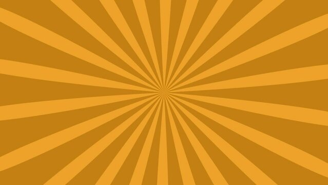 Retro sunburst animated brown and orange loop rotating background