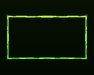 Glowing neon green futuristic stream overlay screen border frame template