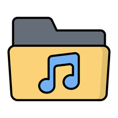 Music Folder Line Color Icon