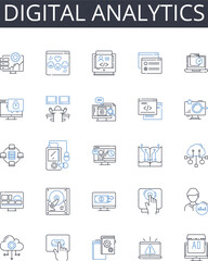 Digital analytics line icons collection. Recruitment, Development, Retention, Diversity, Assessment, Succession, Planning vector and linear illustration. Leadership,Innovation,Motivation outline signs