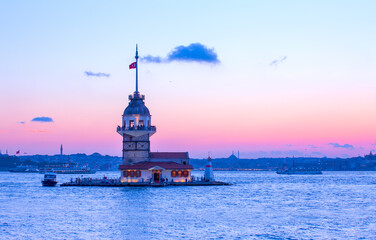 Istanbul Maiden Tower (kiz kulesi) at amazing sunset - Istanbul, Turkey
