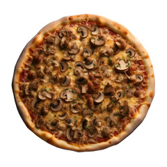 pizza with mushroom topping, isolated, transparent background