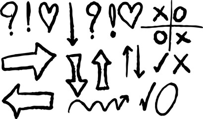 hand drawn arrow set on transparent background. PNG