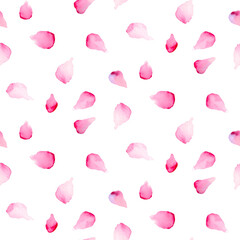 Pink cherry blossom petals in a seamless pattern. Romantic and elegant minimalistic design