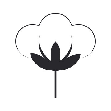 Fluffy cotton flower icon. Natural fabrics symbol isolated on white background.