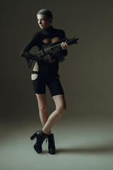 Fototapeta premium fighter cyber girl