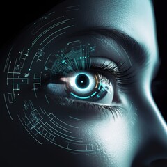 futuristic data display panel and an eye. generative ai