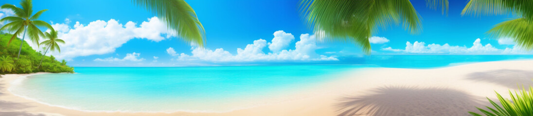 南国　ビーチ　海　浜辺　夏　清涼感　横長サイズ　トロピカル