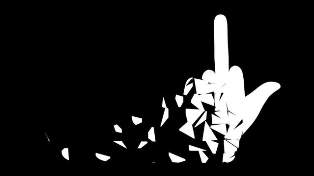 Obscene gesture isolated on black background. Illustration.