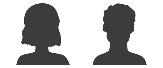 Vector flat illustration. Woman and man silhouette icon. Perfect as a profile avatar, social media and screensaver.