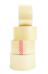 The rolls of adhesive tape. Isolated on white background. Clipping path is saved.