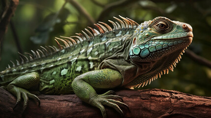 Fototapeta premium Majestic Iguana: A Close-Up Look at this Fascinating Reptile