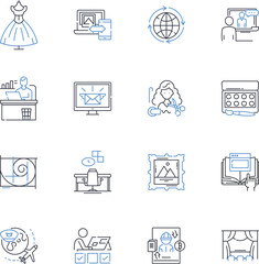 Marketing consultant line icons collection. Strategic, Analytics, Branding, Research, Advertising, Communications, Customer vector and linear illustration. Digital,Engagement,Improvement outline signs