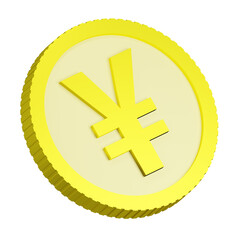 Obraz premium 3D rendering of gold Japanese yen coin with sign of monetary unit of Japan. Symbol of Success, wealth, income. Realistic PNG illustration isolated on transparent background