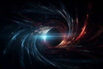 abstract spacescape, black hole. light warp speed motion blur background. generative AI