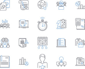 Competitive Intelligence line icons collection. Analysis, Insight, Strategy, Competitor, Market, Research, Data vector and linear illustration. Intelligence,Assessment,Benchmarking outline signs set