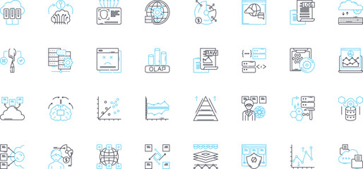 Social communication linear icons set. Conversations, Nerking, Engagement, Sharing, Collaboration, Dialogue, Connection line vector and concept signs. Interactions,Community,Relationship outline - obrazy, fototapety, plakaty
