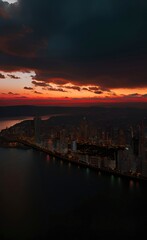 sunset over the city made using Generative AI Technology.