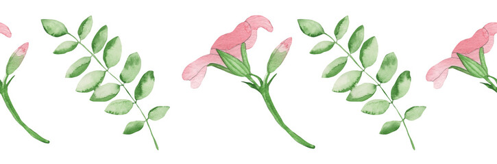 Watercolor frame - illustration with flowers leaves elements, for wedding stationery, congratulations, wallpapers and more on white background.