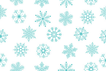 Simple Christmas seamless snowflake pattern. Vector illustration on a white background