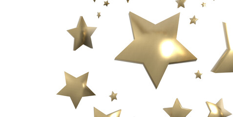 Banner with golden decoration. Festive border with falling glitter dust and stars.