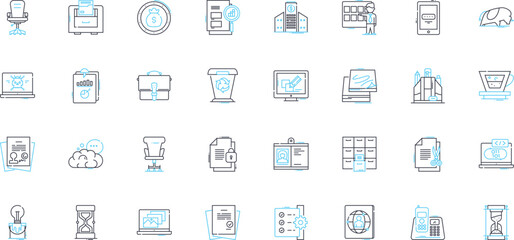 Key commerce linear icons set. E-commerce, Marketing, Sales, Retail, Products, Online, Platforms line vector and concept signs. Consumers,Digital,Payment outline illustrations