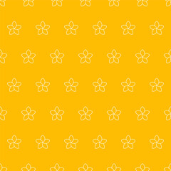 Yellow seamless pattern with white outline flowers