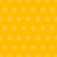 Yellow seamless pattern with white outline flowers