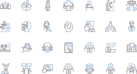 Role modeling and emulation line icons collection. Inspiration, Idolization, Imitation, Impression, Exemplary, Mentorship, Guidance vector and linear illustration. Leadership,Influence,Example outline