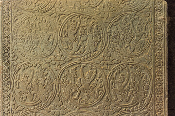 Ancient Khmer bas relief carving at Angkor Wat Temple, Cambodia
