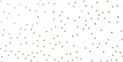 XMAS stars. Confetti celebration, Falling golden abstract decoration for party, birthday celebrate, 3d PNG