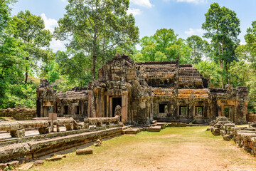 Fototapeta na wymiar Ruins of Ta Prohm temple in Angkor, Cambodia