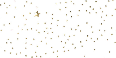 XMAS stars. Confetti celebration, Falling golden abstract decoration for party, birthday celebrate, 3d PNG