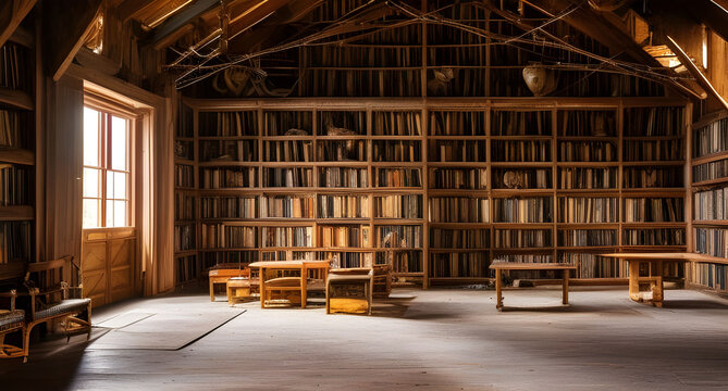 Old library of the books. AI generated.