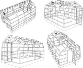 Greenhouse illustration vector sketch for plants