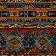 Inca Legacy: Seamless Geometric Pattern with Vibrant Traditional Colors