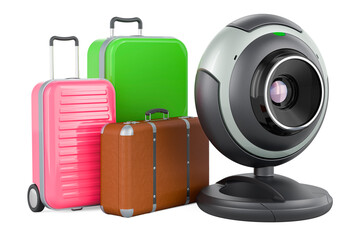 Webcam with suitcases, 3D rendering