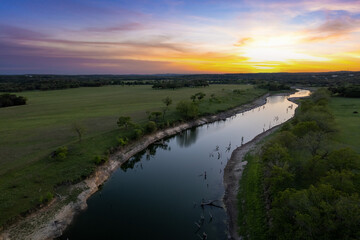a river at sunset