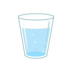 Glass of water flat design. Water glass in cartoon style isolated on white background. Vector illustration