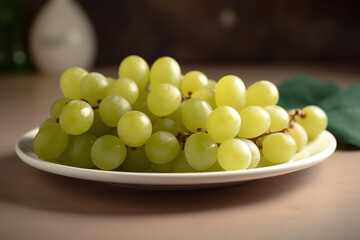 Grappe de raisins verts sur le comptoir d'une cuisine » IA générative