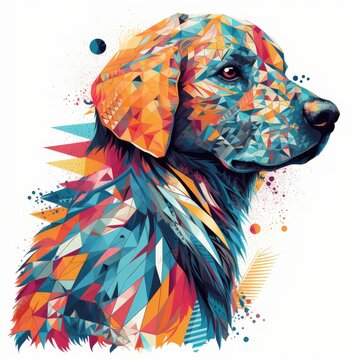 Stylized and visually striking 2d style image of a dog