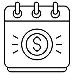 Icon of money with calendar, flat design of payment day