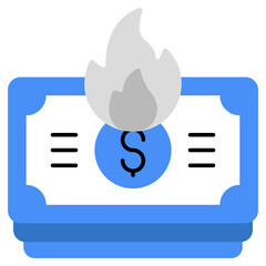 Editable design icon of financial burning 