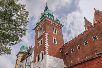 Fototapeta na wymiar Sigismund Tower of Wawel Castle Cathedral in Old Town, historic part of Krakow, Poland