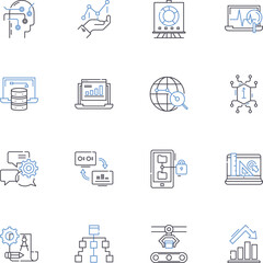 Fototapeta premium Advertising Campaign line icons collection. Branding, Sales, Creative, Marketing, Engagement, Outreach, Promotions vector and linear illustration. Awareness,Targeting,Prominence outline signs set