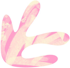 Pink and beige decorative element. Modern abstract shape. Hand drawn png element isolated on transparent background.