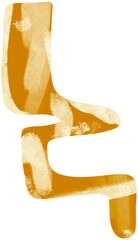 Ocher and beige contemporary shape. Textured modern form. Hand drawn png element isolated on transparent background.
