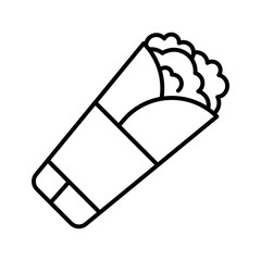Burrito icon. Street fast food symbol. Shawarma, doner kebab, gyro wrap sandwich.